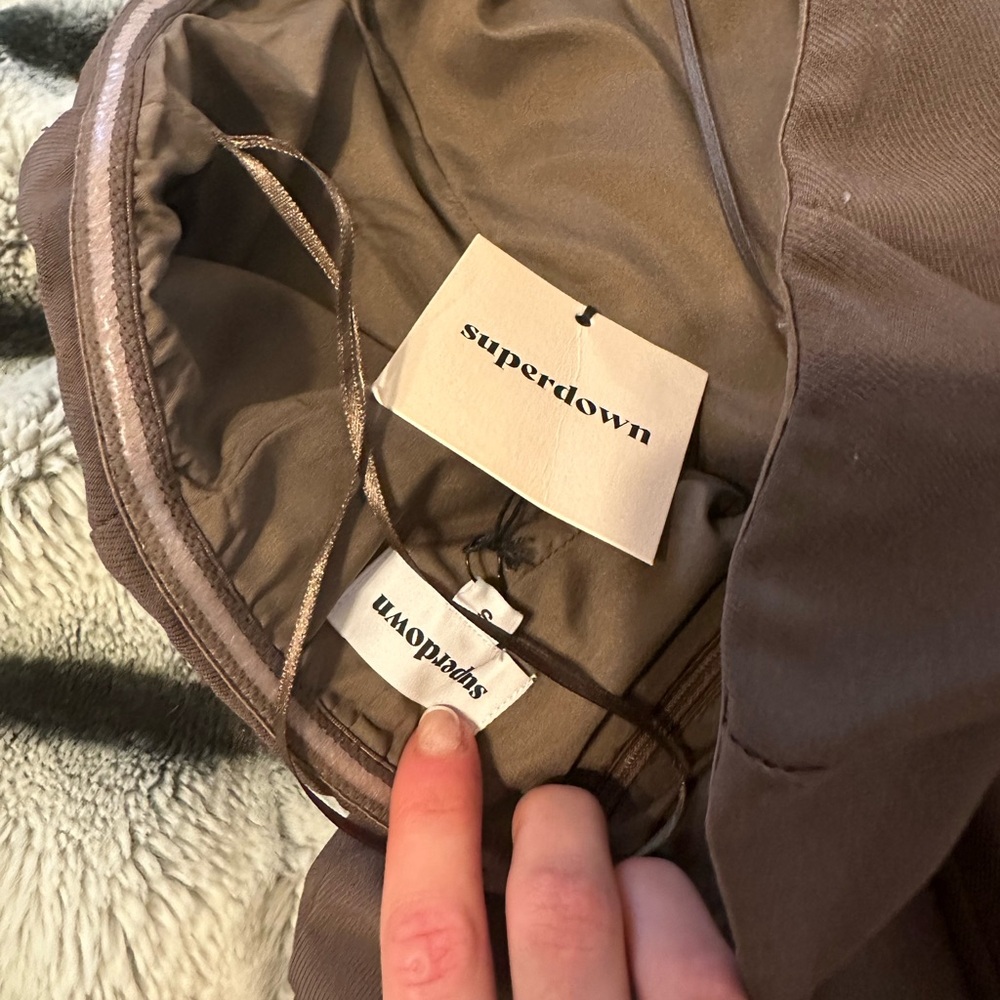 Superdown Strapless Brown Pleated Mini Dress - image 4